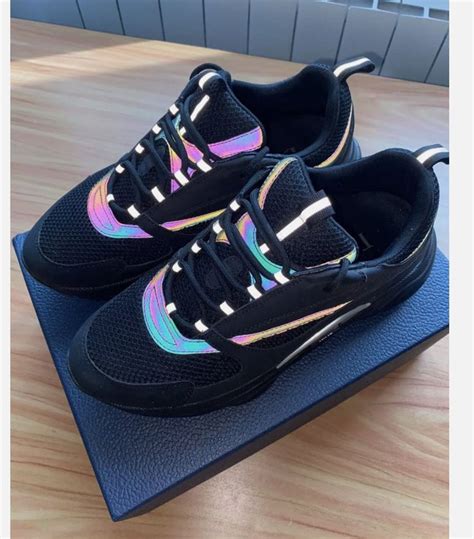 dior b22 black reflective multicolor trainer